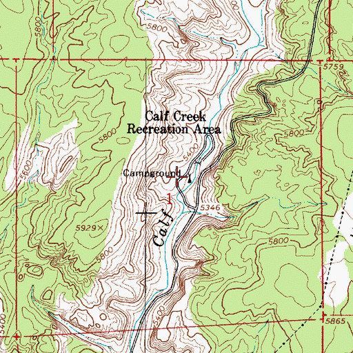 Topographic Map of Calf Creek Recreation Area, UT