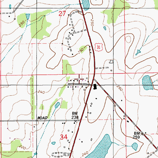 Topographic Map of Hunting Downs, AL