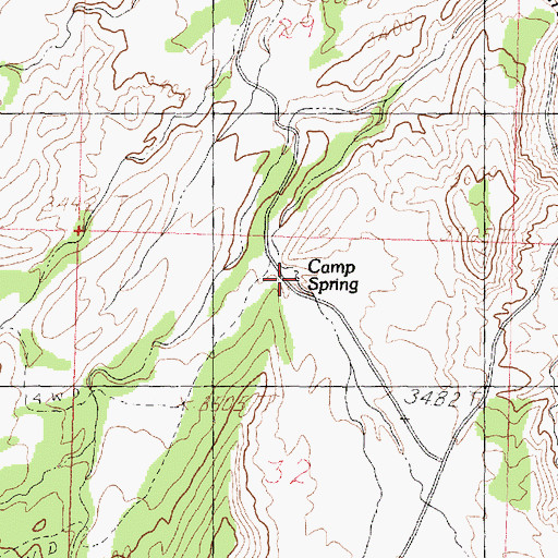 Topographic Map of Camp Spring, UT