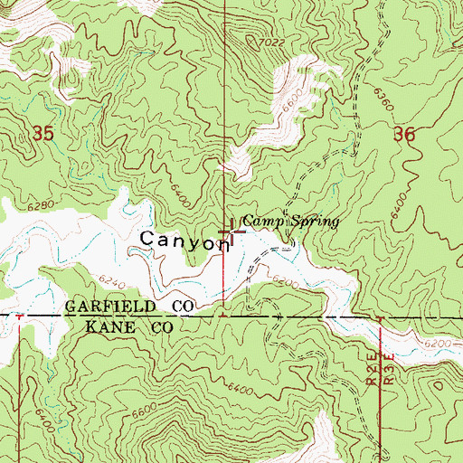 Topographic Map of Camp Spring, UT
