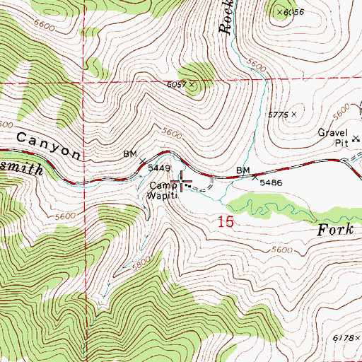Topographic Map of Camp Wapiti, UT