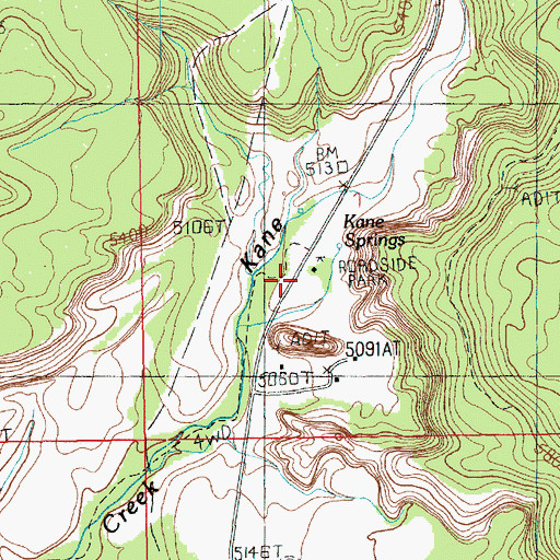 Topographic Map of Kane Springs, UT