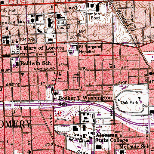 Topographic Map of Jackson Street Baptist Church, AL