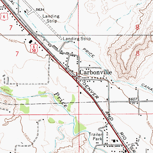 Topographic Map of Carbonville, UT