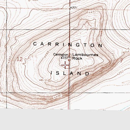 Topographic Map of Carrington Island, UT
