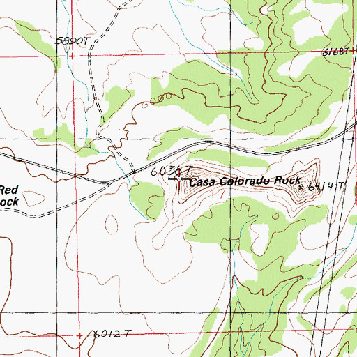 Topographic Map of Casa Colorado Rock, UT