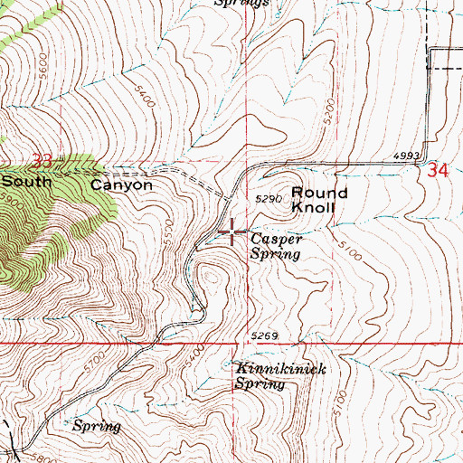 Topographic Map of Casper Spring, UT