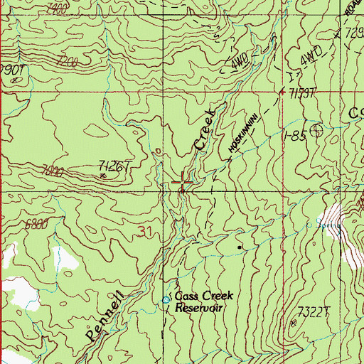 Topographic Map of Cass Creek, UT