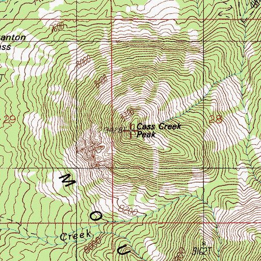 Topographic Map of Cass Creek Peak, UT