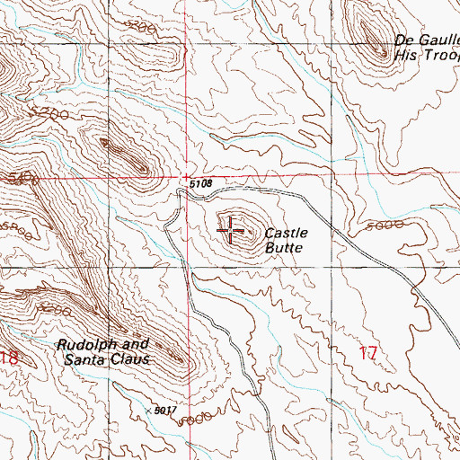 Topographic Map of Castle Butte, UT