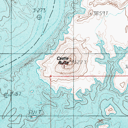 Topographic Map of Castle Butte, UT
