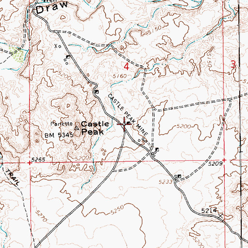 Topographic Map of Castle Peak Mine, UT