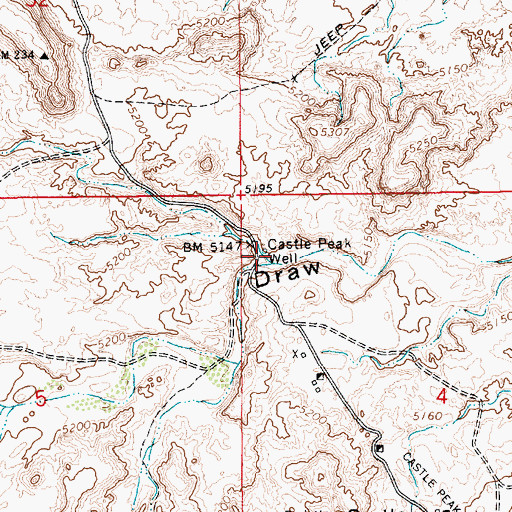 Topographic Map of Castle Peak Well, UT