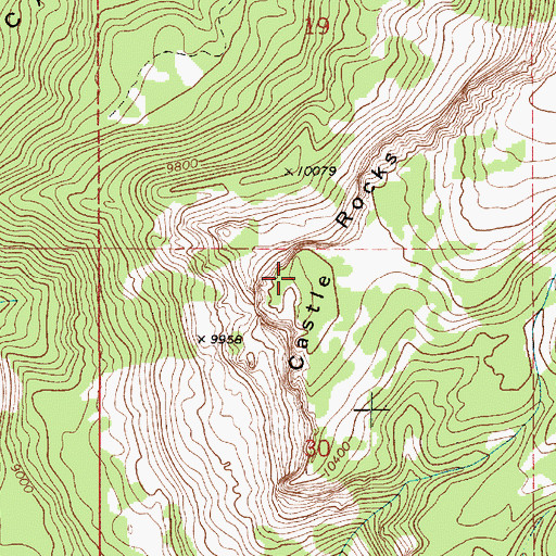 Topographic Map of Castle Rocks, UT