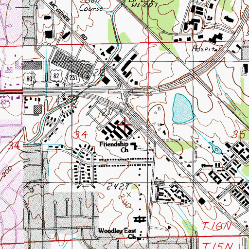 Topographic Map of John M Patterson State Technical School, AL
