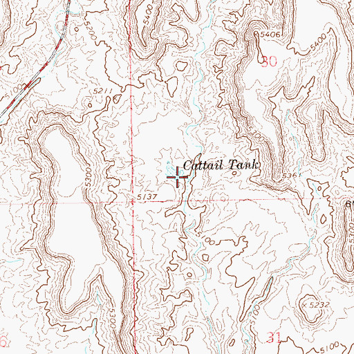Topographic Map of Cattail Tank, UT