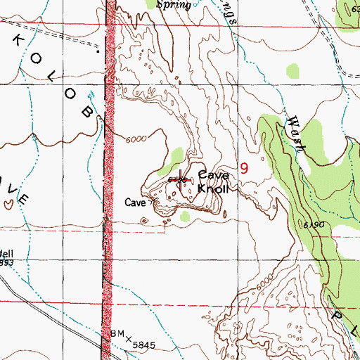 Topographic Map of Cave Knoll, UT