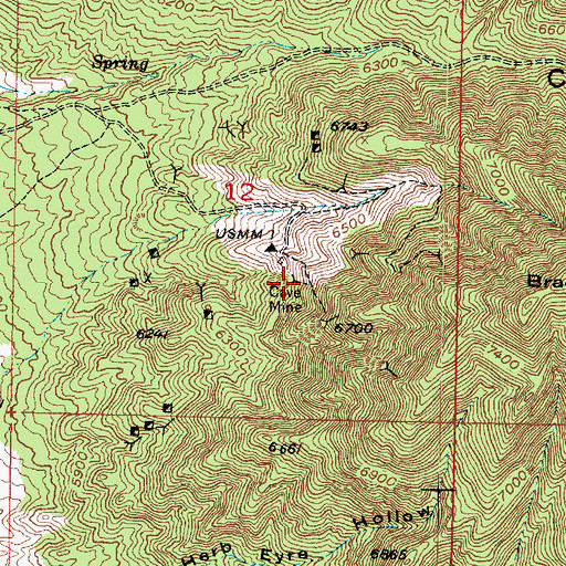 Topographic Map of Cave Mine, UT