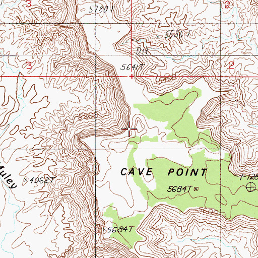 Topographic Map of Cave Point, UT