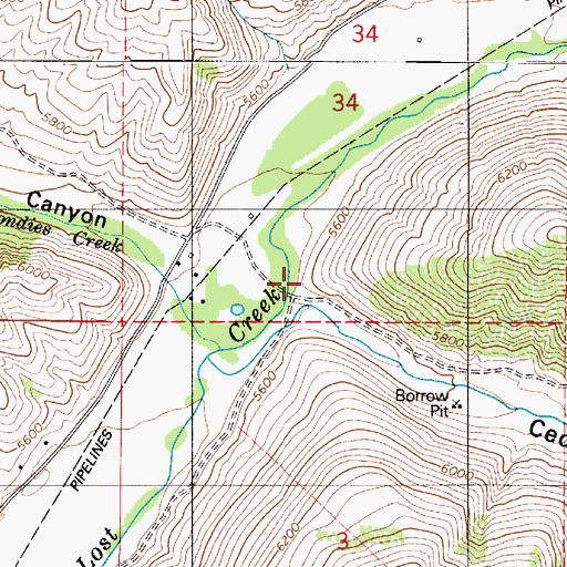 Topographic Map of Cedar Canyon, UT