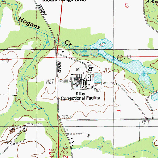 Topographic Map of Kilby Correctional Facility, AL