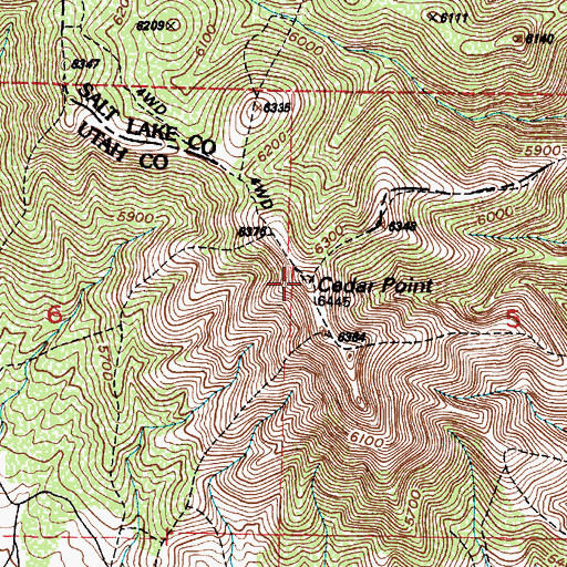 Topographic Map of Cedar Point, UT