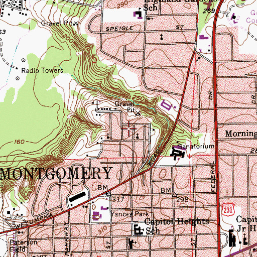 Topographic Map of King Hill, AL