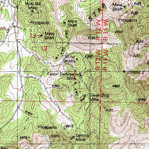 Topographic Map of Cedar Talisman Mine, UT