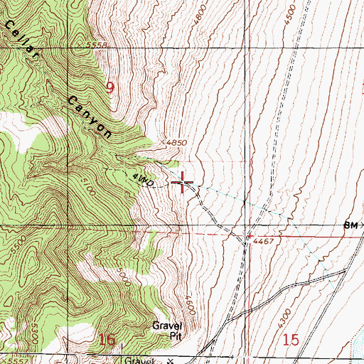 Topographic Map of Cellar Canyon, UT