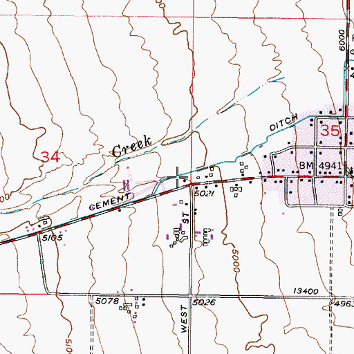 Topographic Map of Cement Ditch, UT