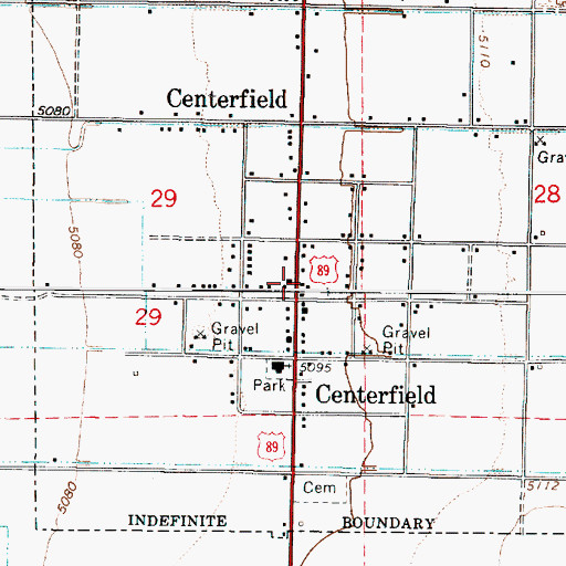 Topographic Map of Centerfield, UT