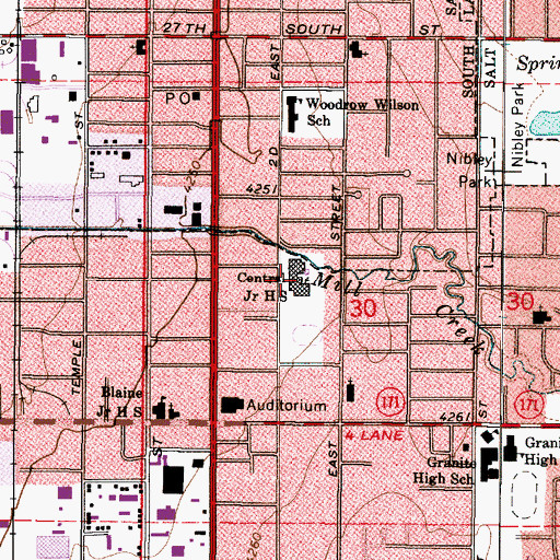 Topographic Map of Granite Park Junior High School, UT