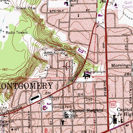 Topographic Map of King Hill Church of Christ, AL