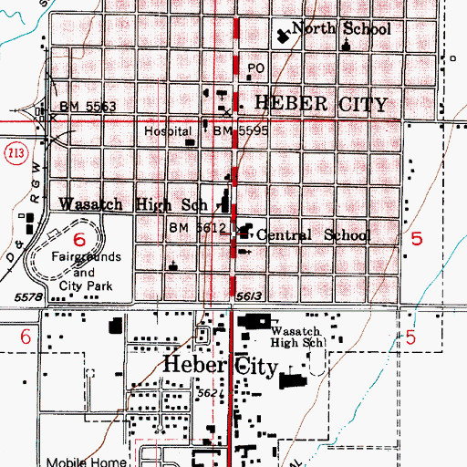 Topographic Map of Central Elementary School, UT
