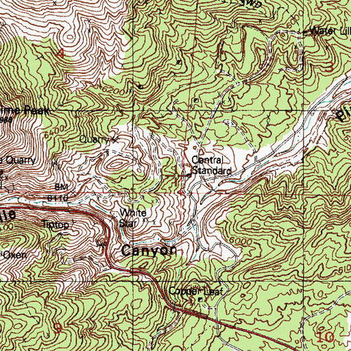 Topographic Map of Central Standard, UT