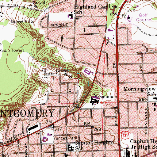 Topographic Map of King Hill Park, AL