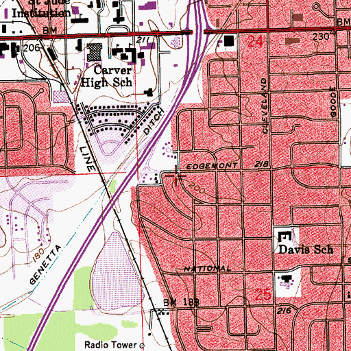Topographic Map of Kingdom Hall of Jehovahs Witnesses, AL