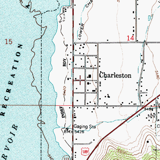 Topographic Map of Charleston, UT
