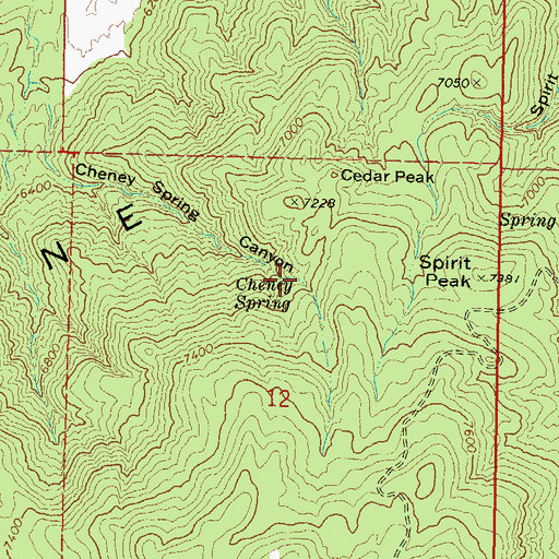 Topographic Map of Cheney Spring, UT