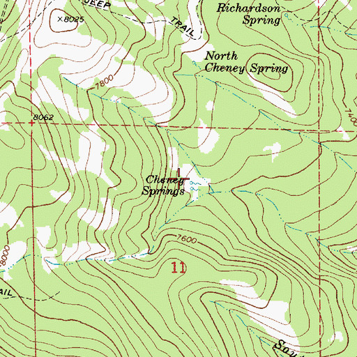 Topographic Map of Cheney Springs, UT