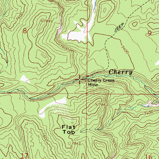 Topographic Map of Cherry Creek Mine, UT