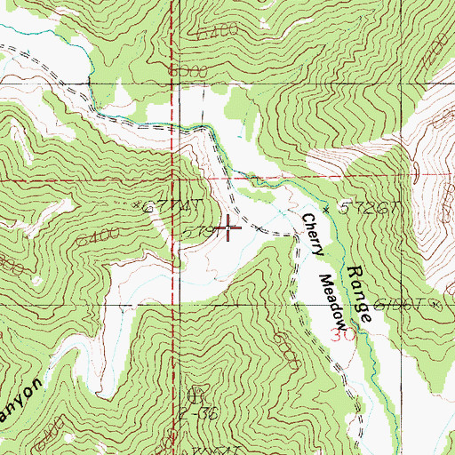 Topographic Map of Cherry Meadow Canyon, UT