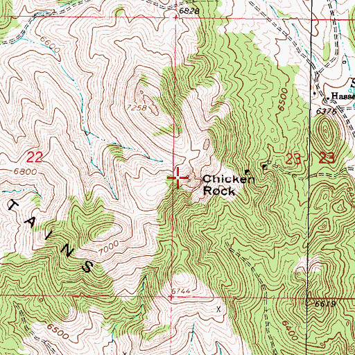 Topographic Map of Chicken Rock, UT