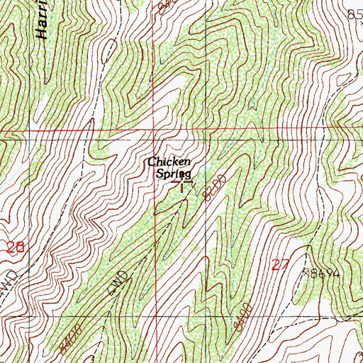 Topographic Map of Chicken Spring, UT