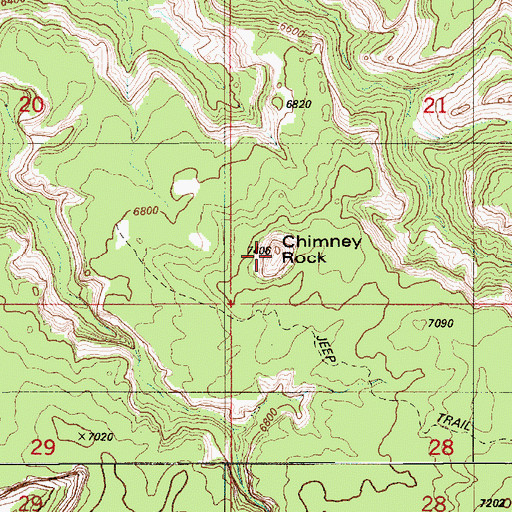 Topographic Map of Chimney Rock, UT