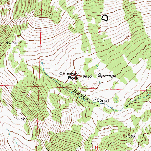Topographic Map of Chimney Rock, UT