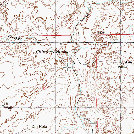 Topographic Map of Chimney Rock Draw, UT