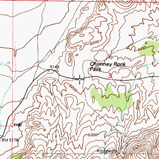 Topographic Map of Chimney Rock Pass, UT