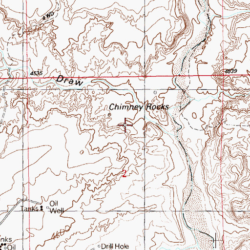 Topographic Map of Chimney Rocks, UT