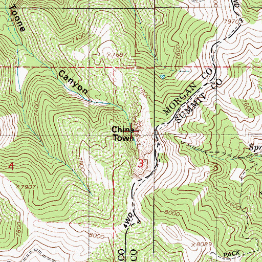 Topographic Map of China Town, UT